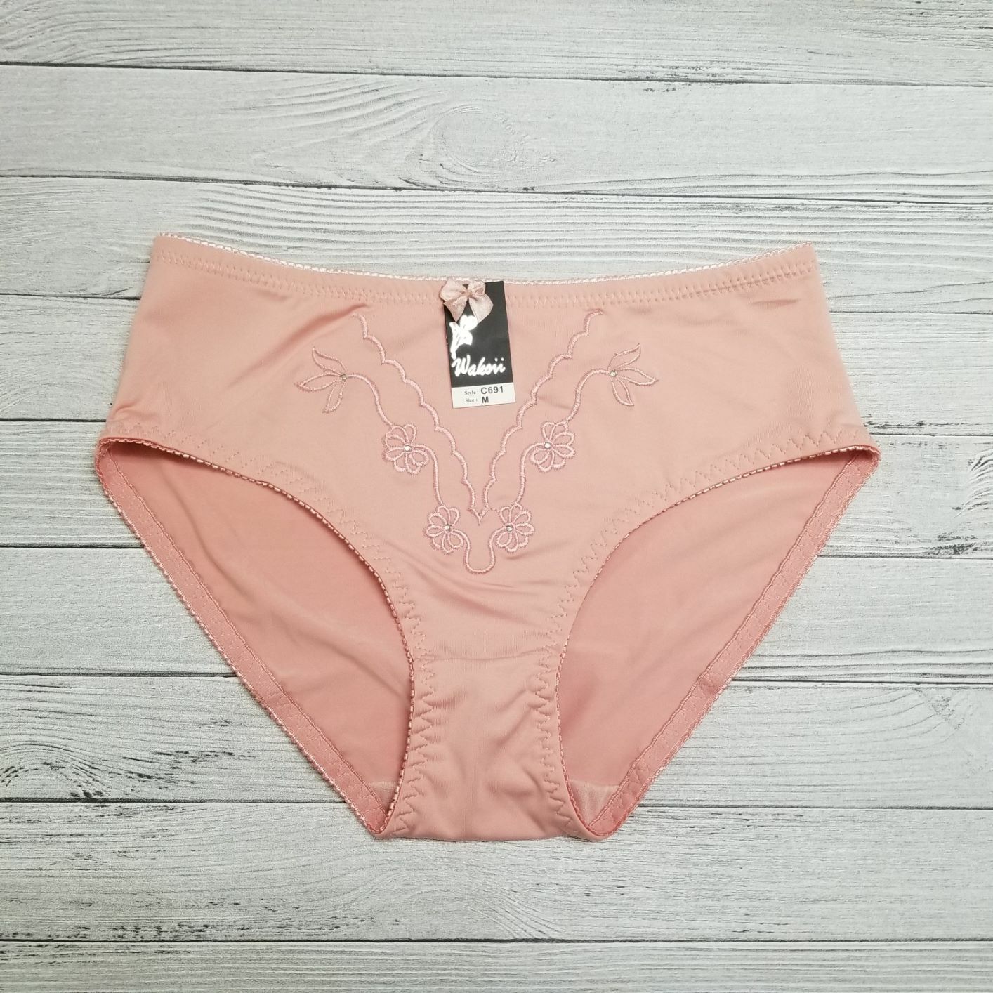 Women High Cut Full Seat Coverage Nylon Embroidery Bikini Brief panty Underwear