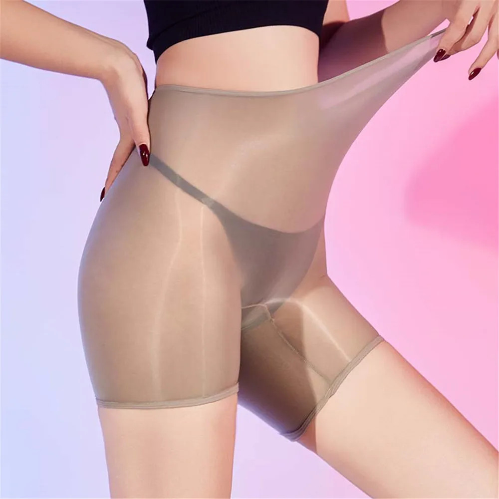 Oil Glossy Shiny High Waist Brief 6D Nylon Smooth Boxers Shorts Bottom Underwear