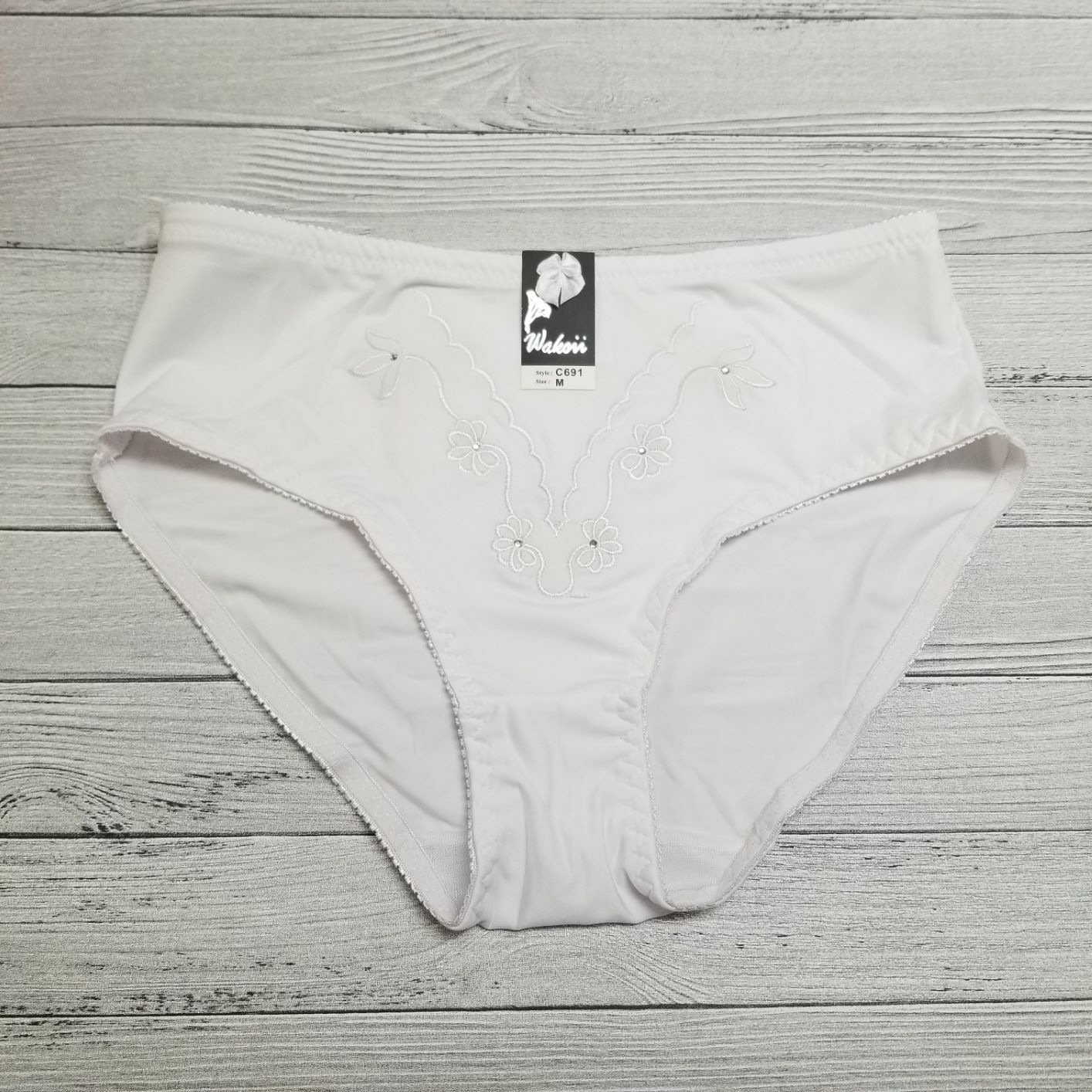 Women High Cut Full Seat Coverage Nylon Embroidery Bikini Brief panty Underwear
