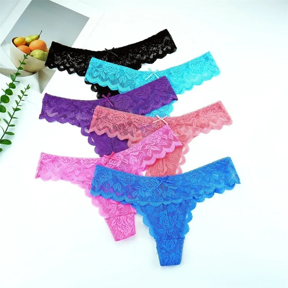 3 Pack Women Sexy Lace Underwear Lingerie Panties G-String Brief Thong Plus Size