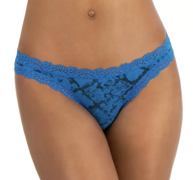 Jenni by Jennifer Moore Womens Size XL Lace-Trim Thong Panty Snakeskin Print NWT