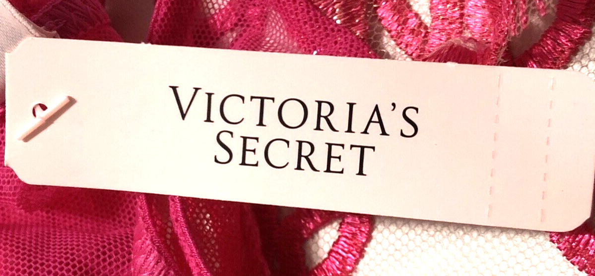 Victoria’s Secret NWT Medium Pink Open Back Brazilian Cheeky Panty Hearts Mesh