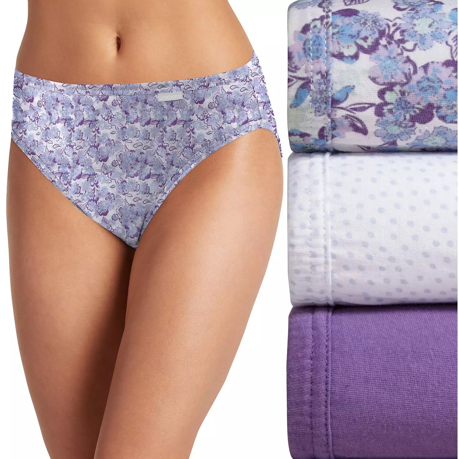 Jockey 3-Pack Elance French Cut Comfort 100% Cotton 10/3XL Paradise Floral 1485
