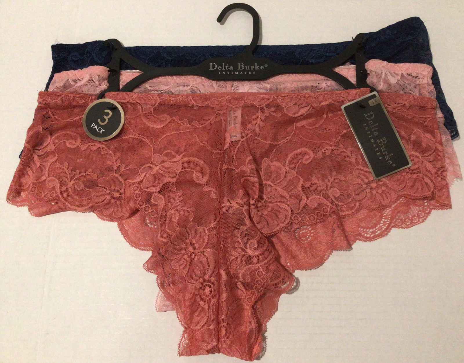 DELTA BURKE Intimates SEXY Panties Size XL Lace Boy Shorts 3 Pk