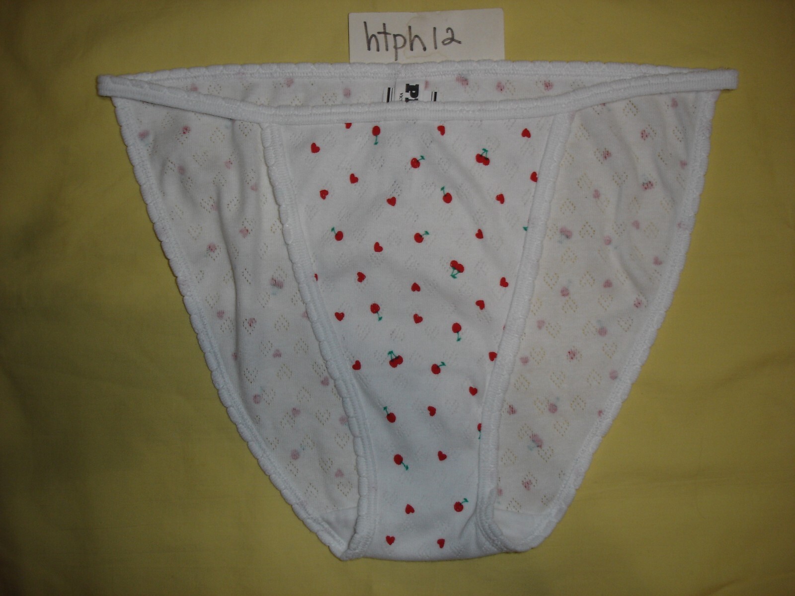 NWT New Victoria’s Secret Pink Soft Cotton Cherry Heart String Bikini XL Panties