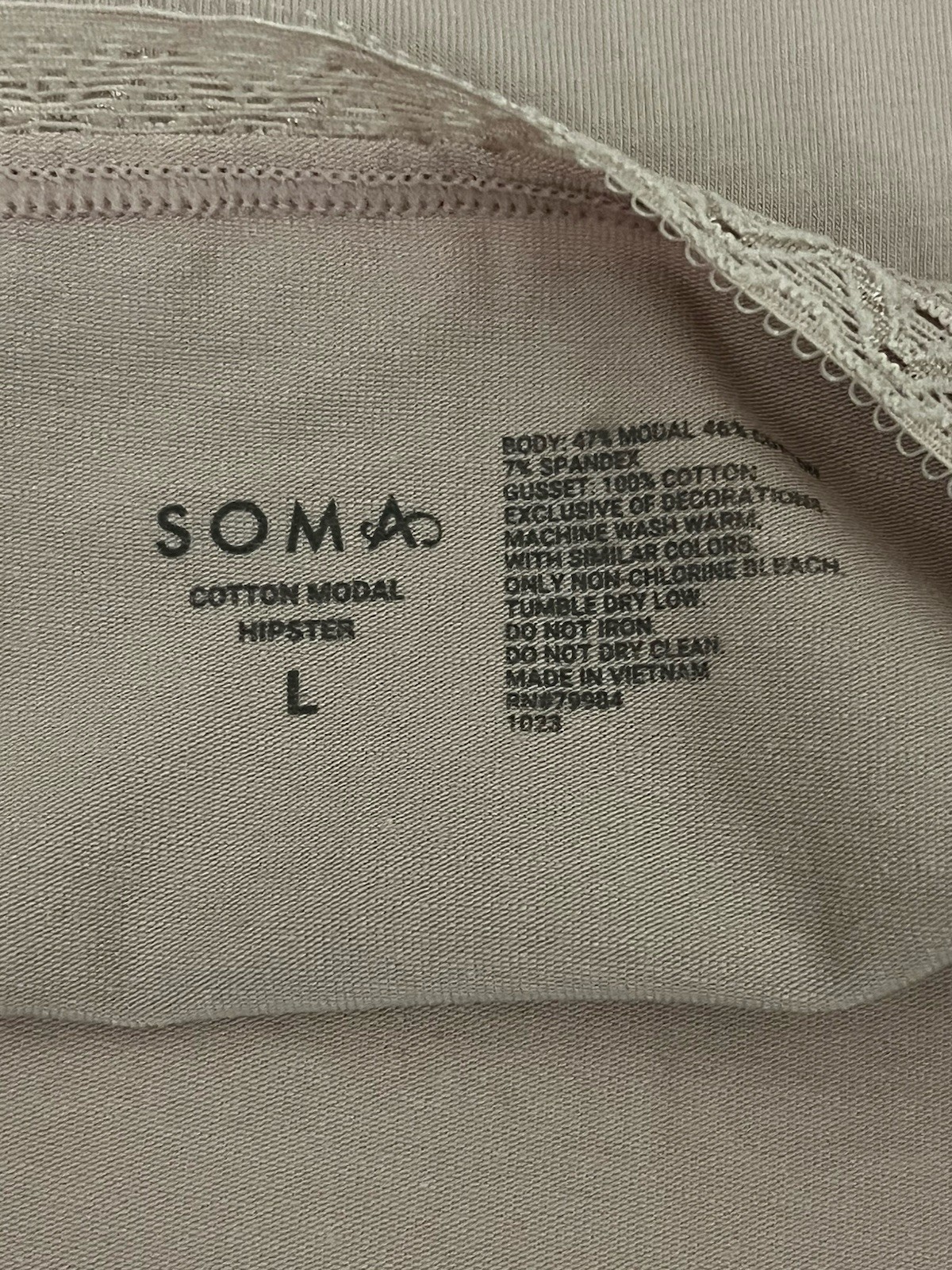 Soma Cotton Modal Hipster Panty Adobe Rose Size L NWT