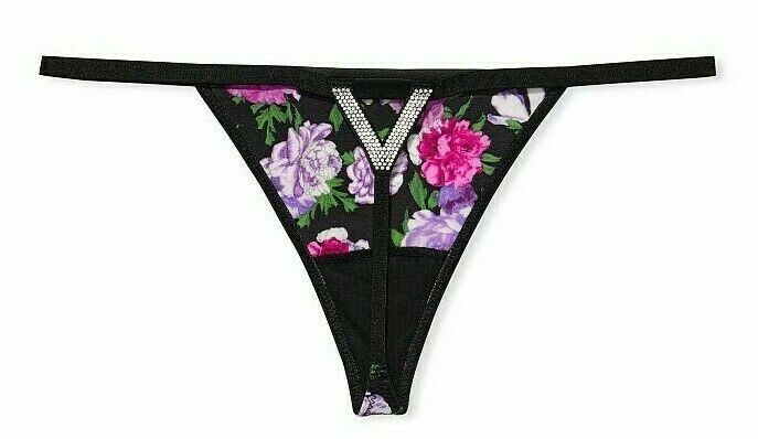 XL Victoria Secret Very Sexy Bombshell Rhinestone Shine V-String Bling Panty NEW