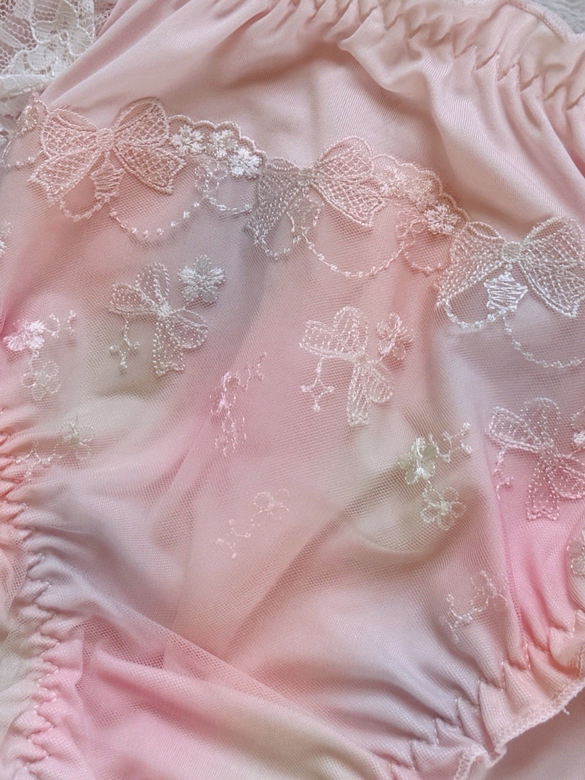 Set Of 2! US-XL, XXL Japanese Bow Embroidery Lace Trim Ruffle Panties Cute Sweet