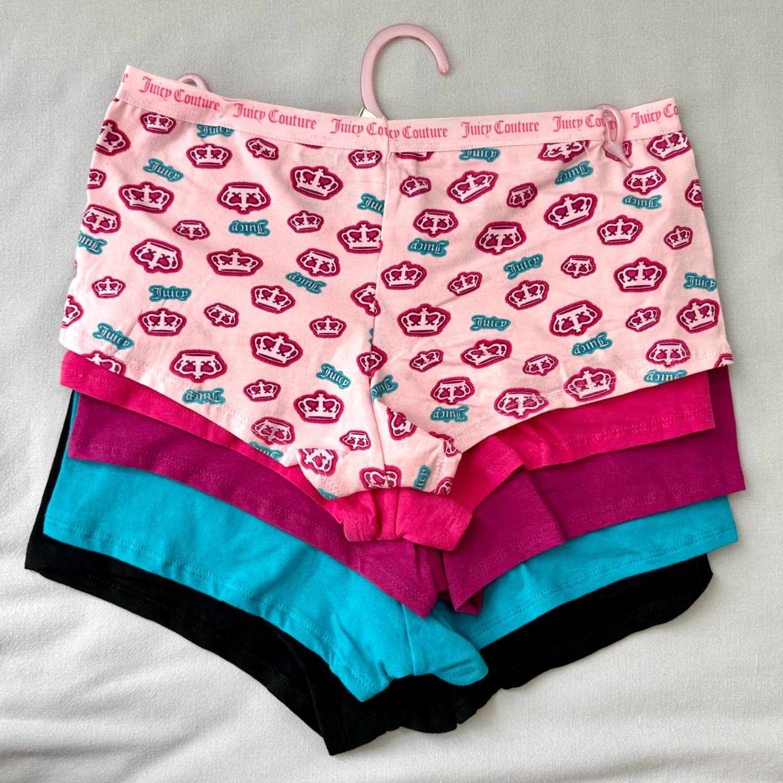 Juicy Couture Panties 5-Pack M Cotton Logo Trim Boyfriend Shorts