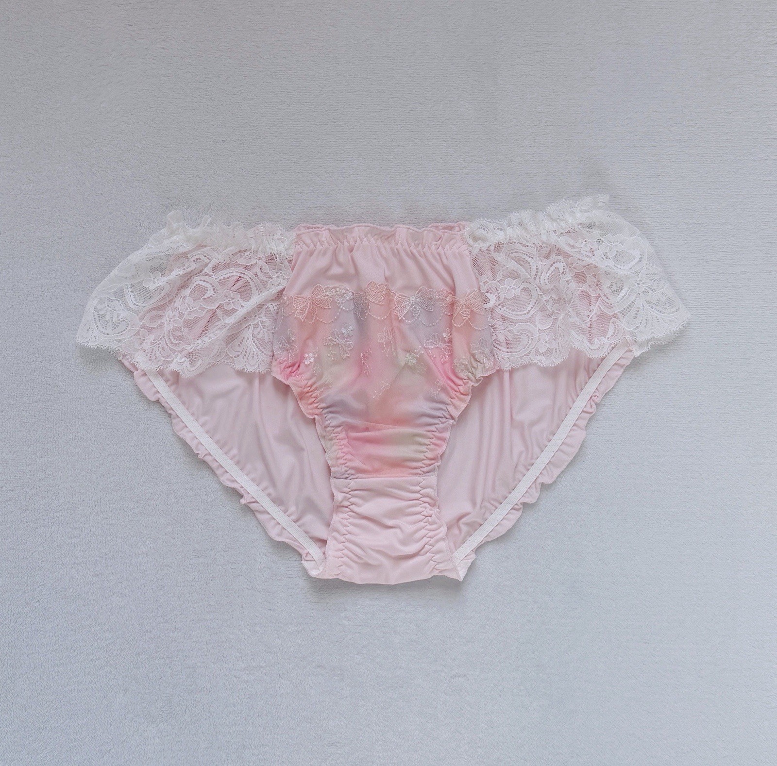 Set Of 2! US-XL, XXL Japanese Bow Embroidery Lace Trim Ruffle Panties Cute Sweet