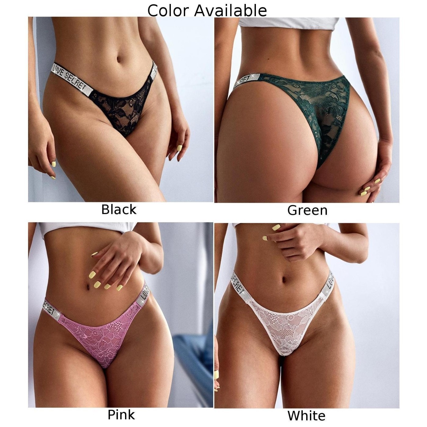 High Cut T Back Lace Briefs Underwear for Women Lace G String Thongs Panties