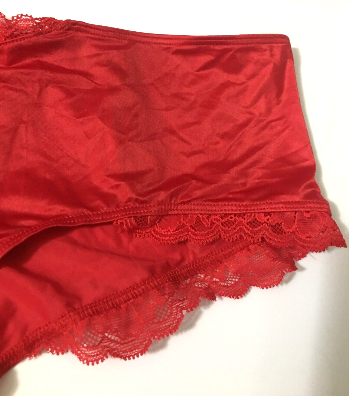Victorias Secret Very Sexy Red Cheeky Panties Size L Lace Up Back Lace Inset NWT