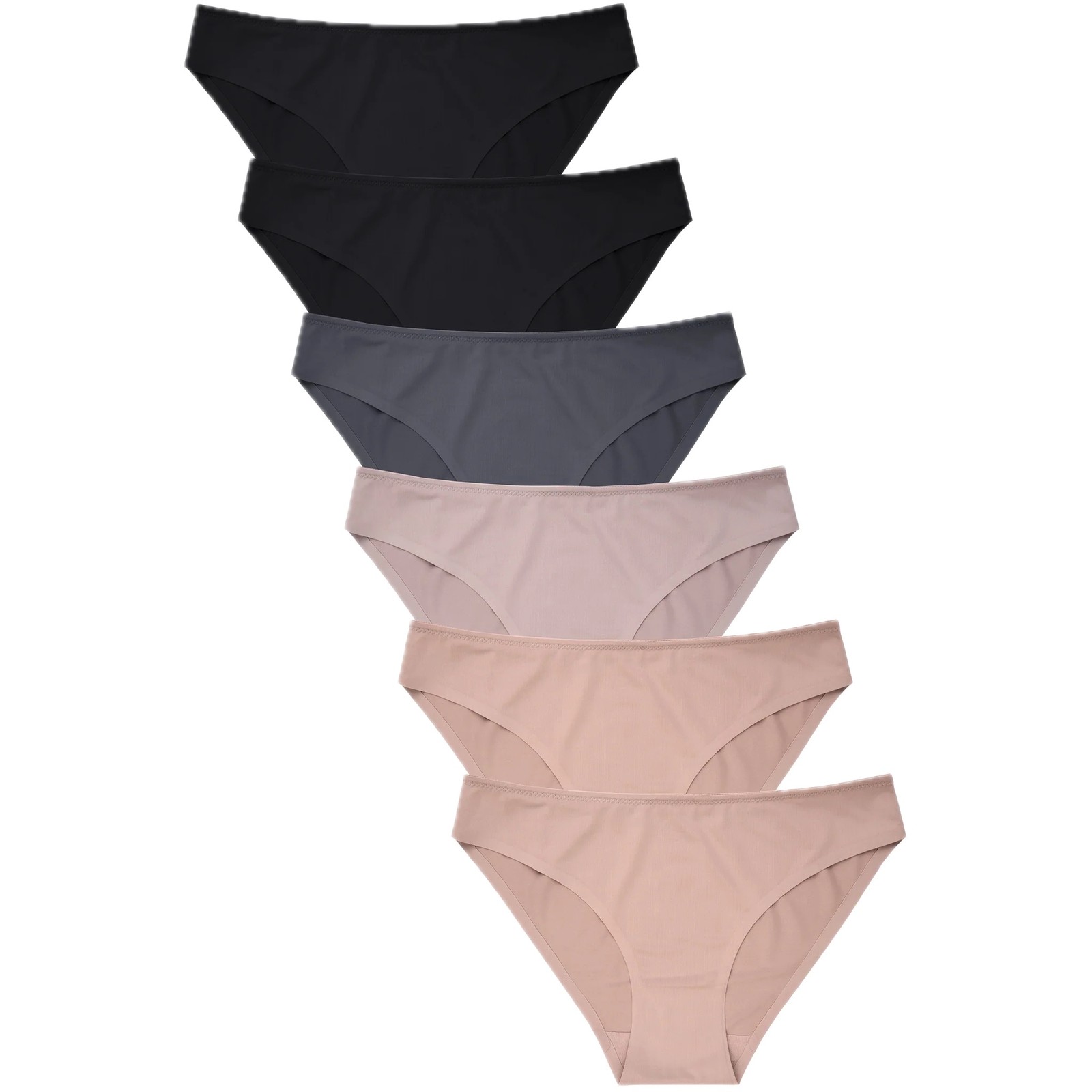 Women’s 12-Pack Seamless Bikini Underwear – No Show, Assorted Neutrals