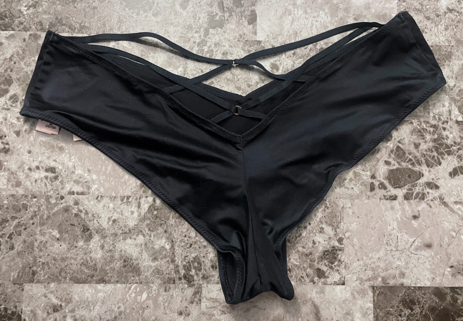 VICTORIA’S SECRET M NAVY BLUE SATIN SMOOTH STRAPPY BACK HIGH LEG CHEEKY PANTIES