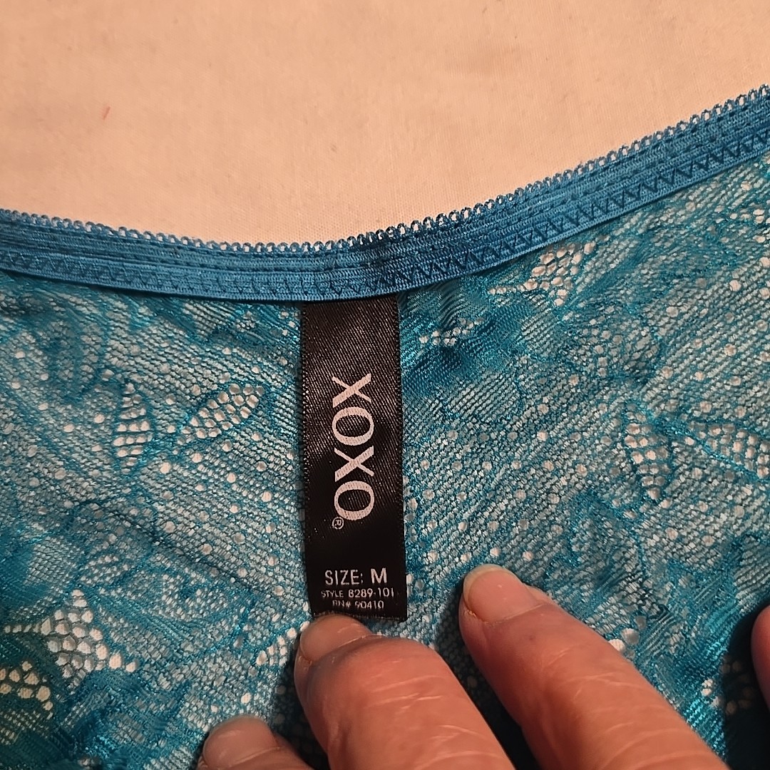 XOXO Intimates Lace Sexy Cheeky Size Med Turquoise Blue Panties NWOT