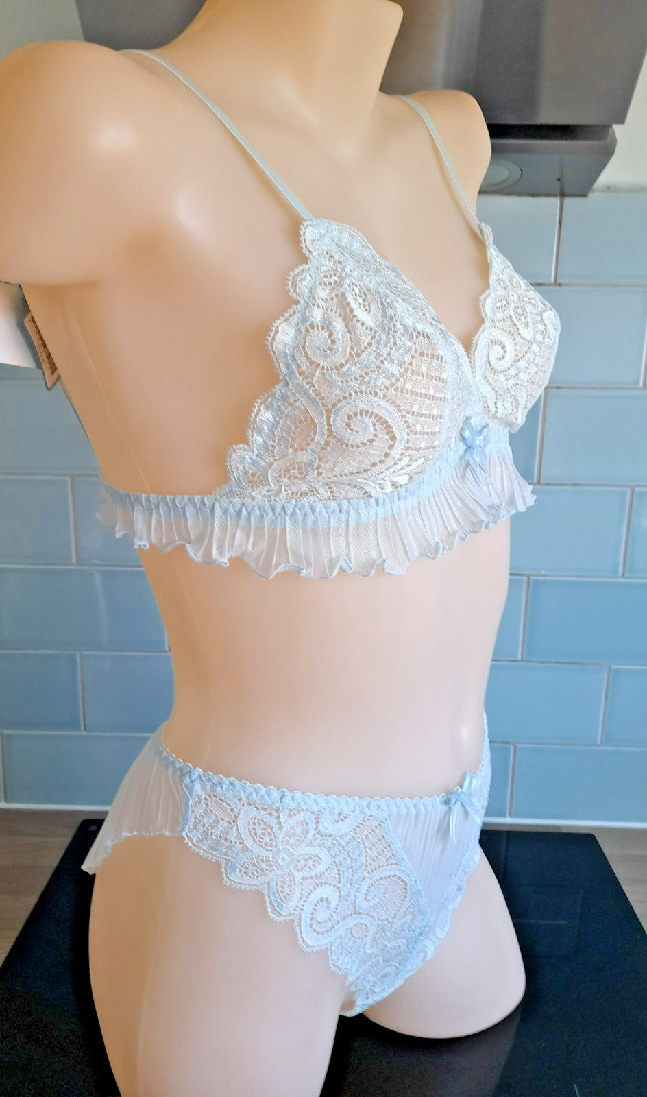Barbara Blue “Follies” High Leg Pleated Fan Backed Briefs