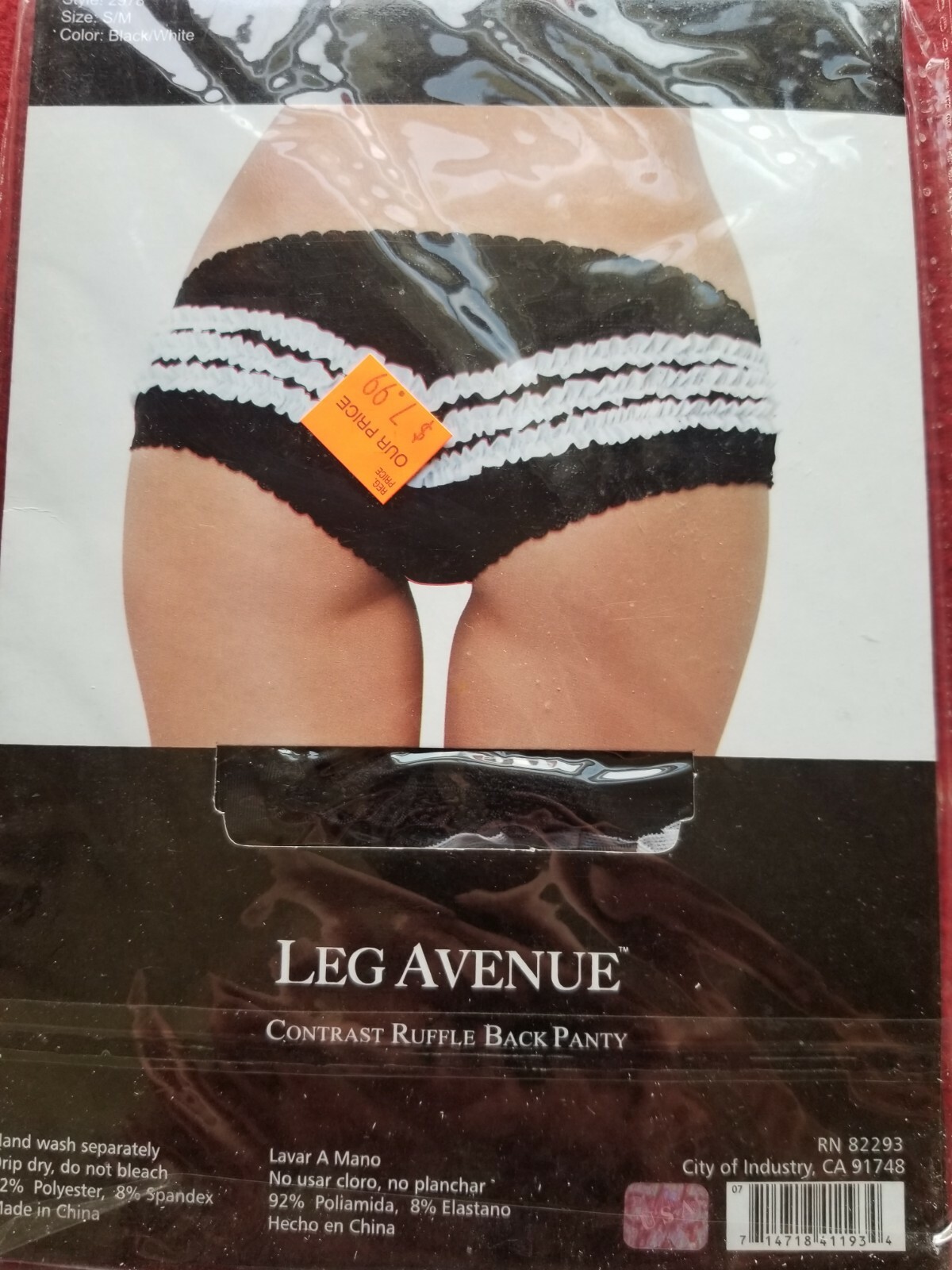 Leg Avenue Contrast Ruffle Back Panty Size S/M