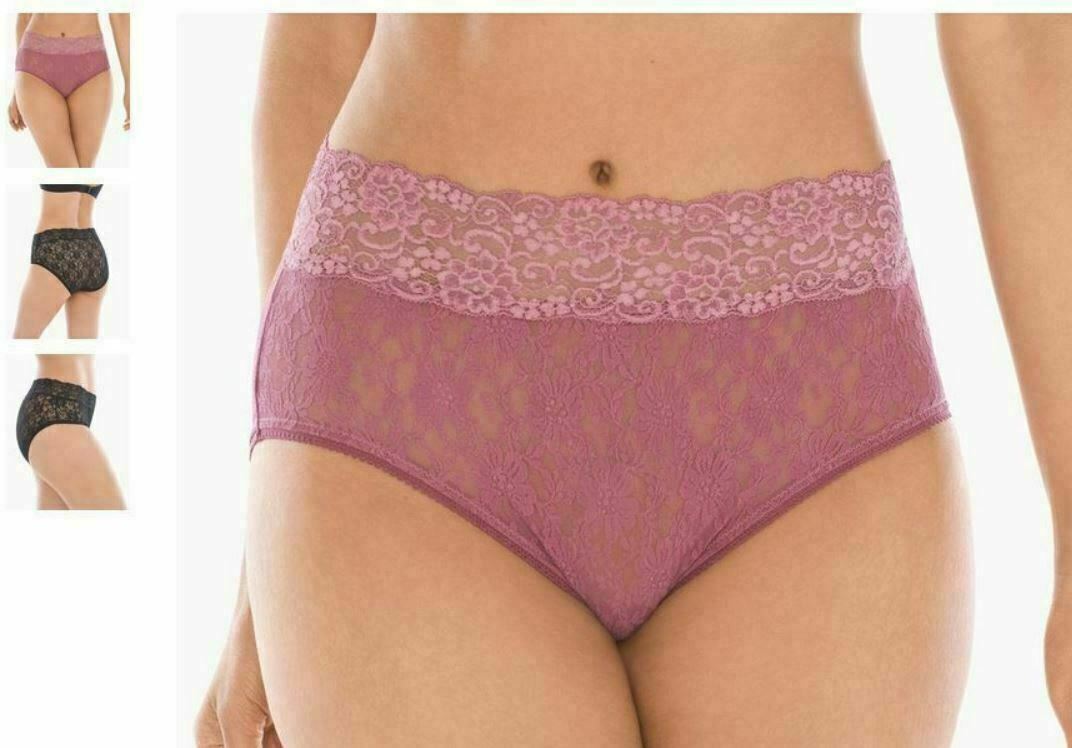 Soma Embraceable Allover Lace Modern Brief M XL Mulberry Sheer