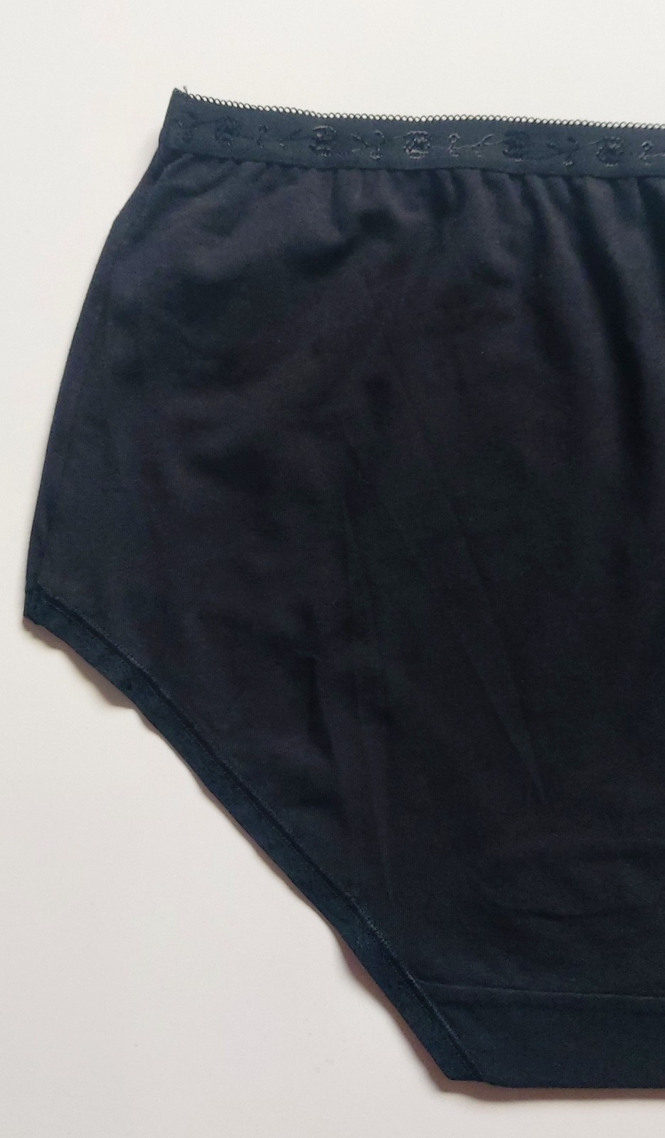 Authentic M & S BLACK Cotton Rich Jacquard Waist High Rise Full Briefs UK 10 -24
