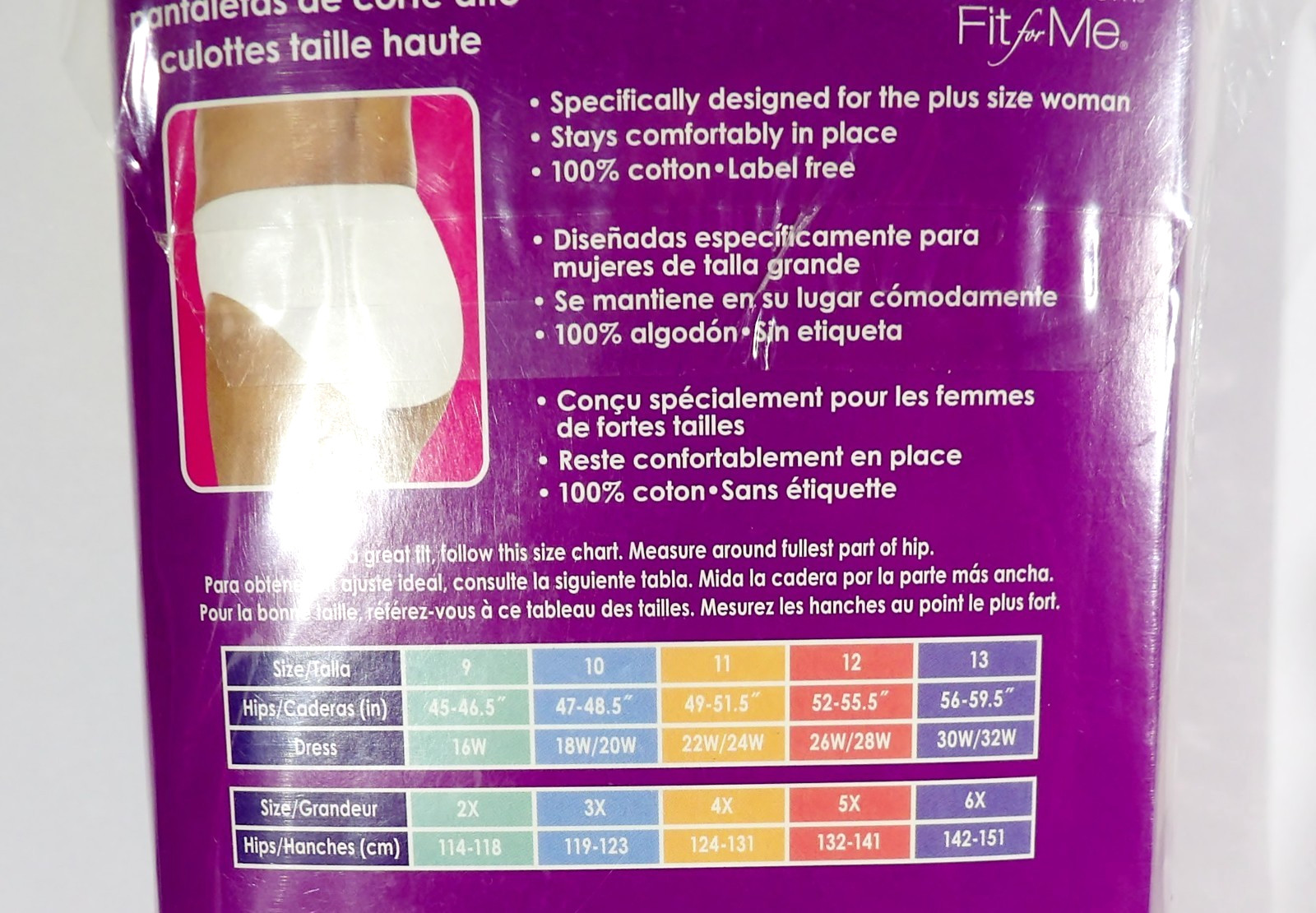 7 Pairs Fruit of the Loom Fit for Me Cotton Hi Cut Panties Plus Size 12 NOS 2011