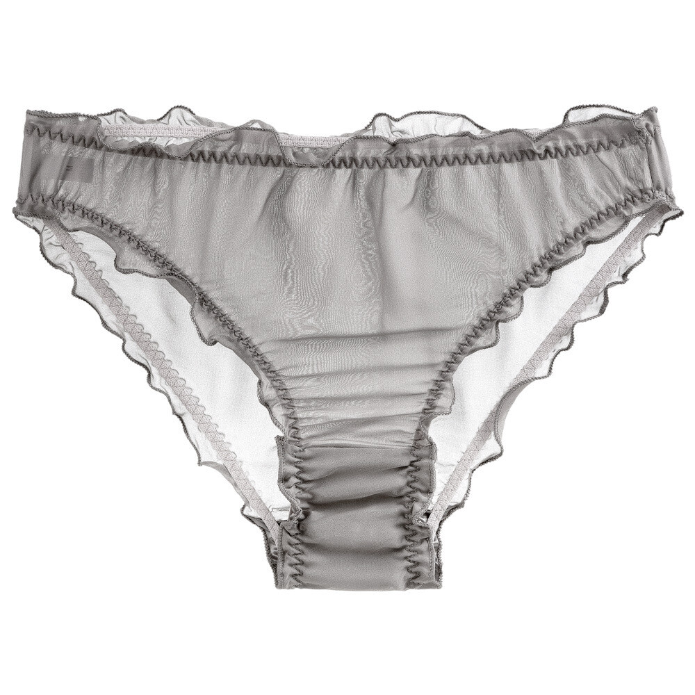 Lady Mulberry Silk Panties Translucent Chiffon Sexy Briefs Ruffled Underwear