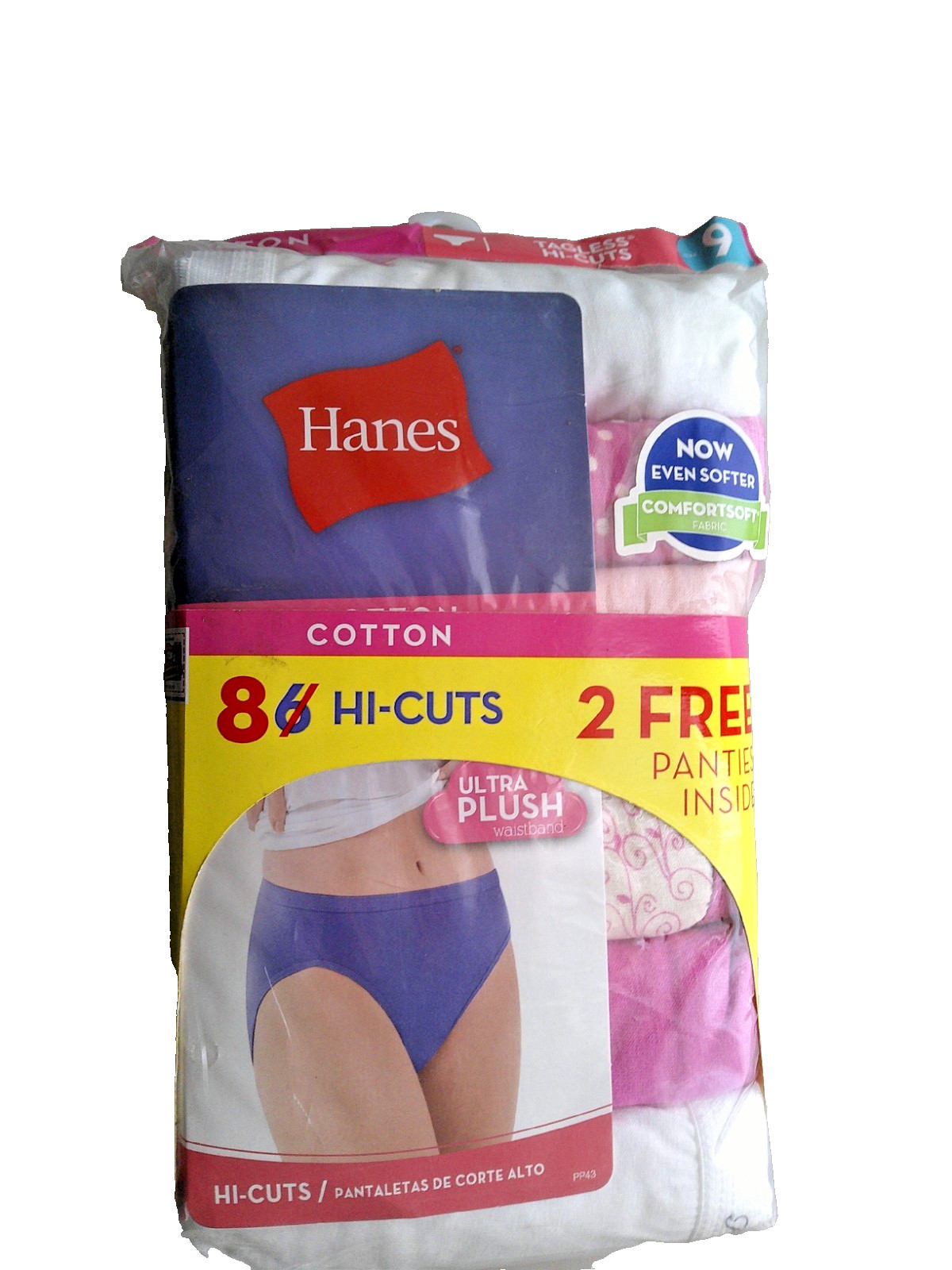 New 8 Pack Hanes Cotton Hi-Cuts Size 8 Multi Color FREE shipping