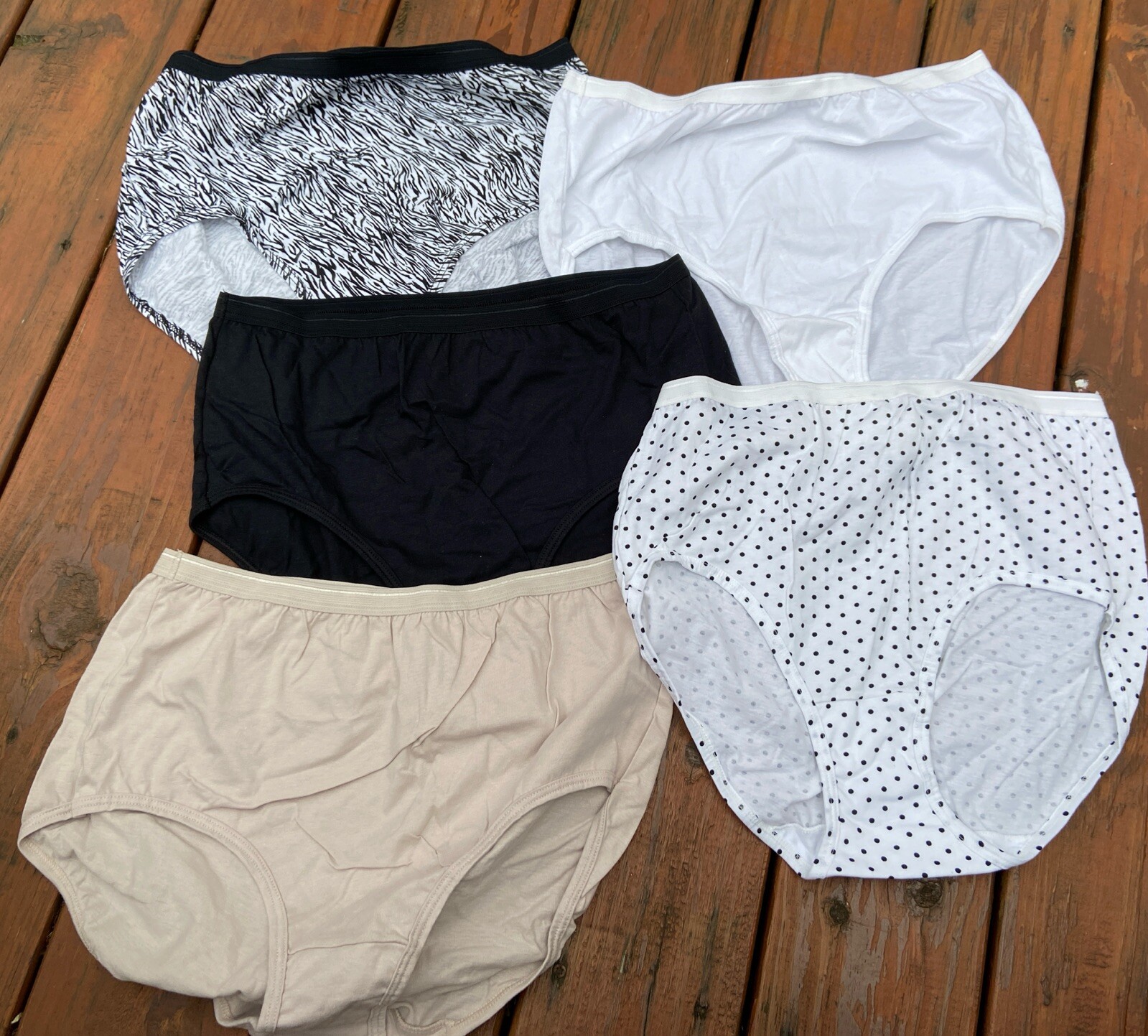 (5)Fruit of the Loom 100% COTTON BRIEF Panty Underwear Mixed Colors Size 8 NWOT