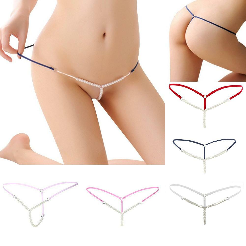 Sexy Women Crotchles Pearl Thong G-string Panties Lingerie Underwear T-back USA