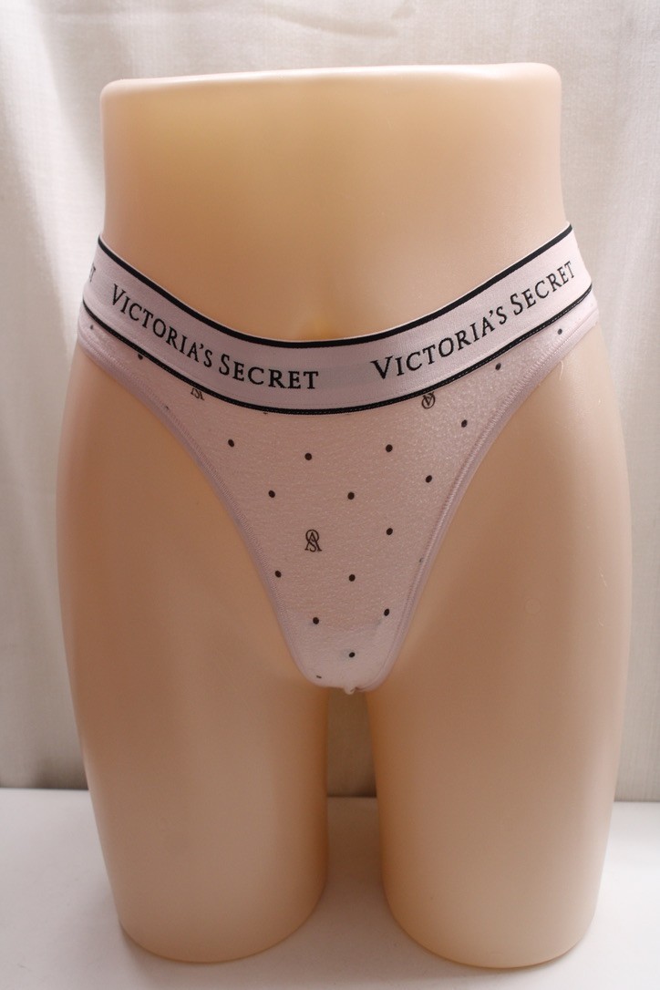 Victoria’s Secret Logo Pink Cotton Elastane String Thong High Leg Cheeky S/P