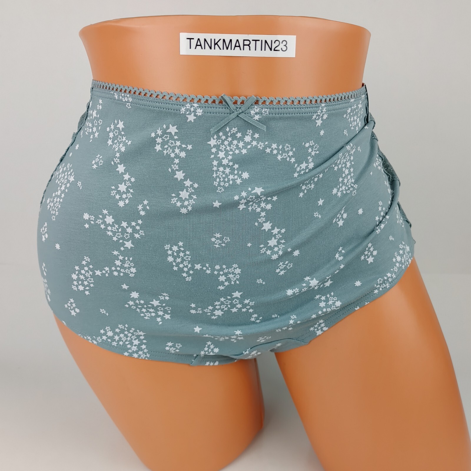 LANE BRYANT CACIQUE PLUS COTTON FULL BRIEF 18/20 PANTY GREEN STARS LACE HIP BUTT