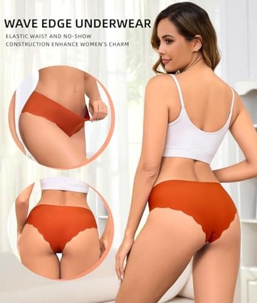 Sexy Seamless Underwear Wave Edge No Show Bikini Panties V Medium Multicolor-01