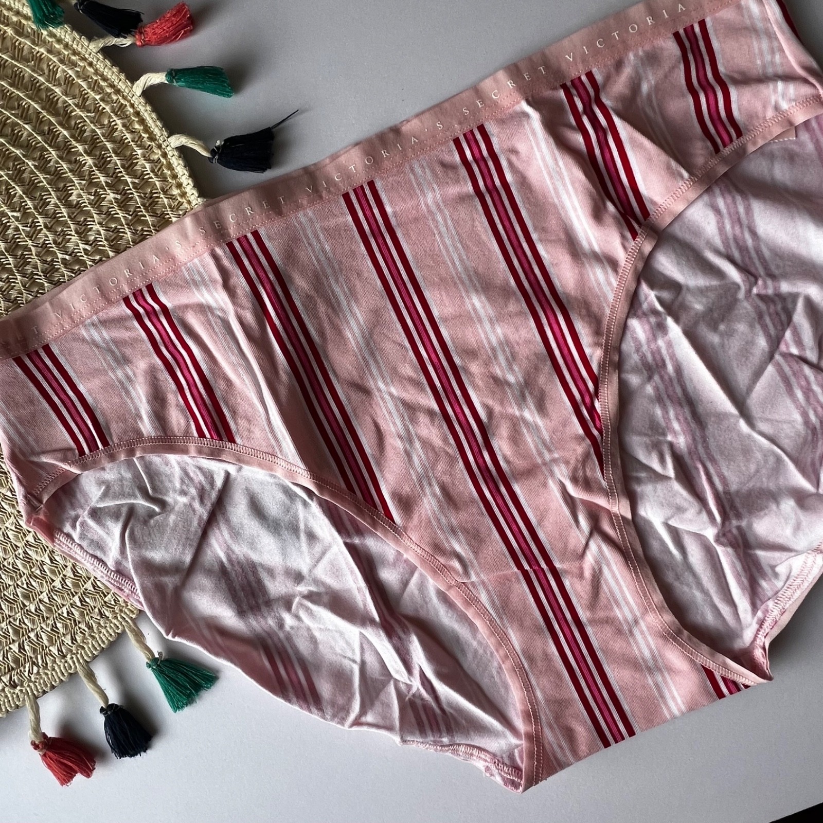 Victoria’s Secret Stretch Cotton High-Leg Brief Panty Candy Cane Stripes XL NEW