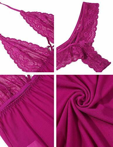 Plus Size Sexy Lingerie for Women Lace Mesh Short Dress G-String Babydoll Set US