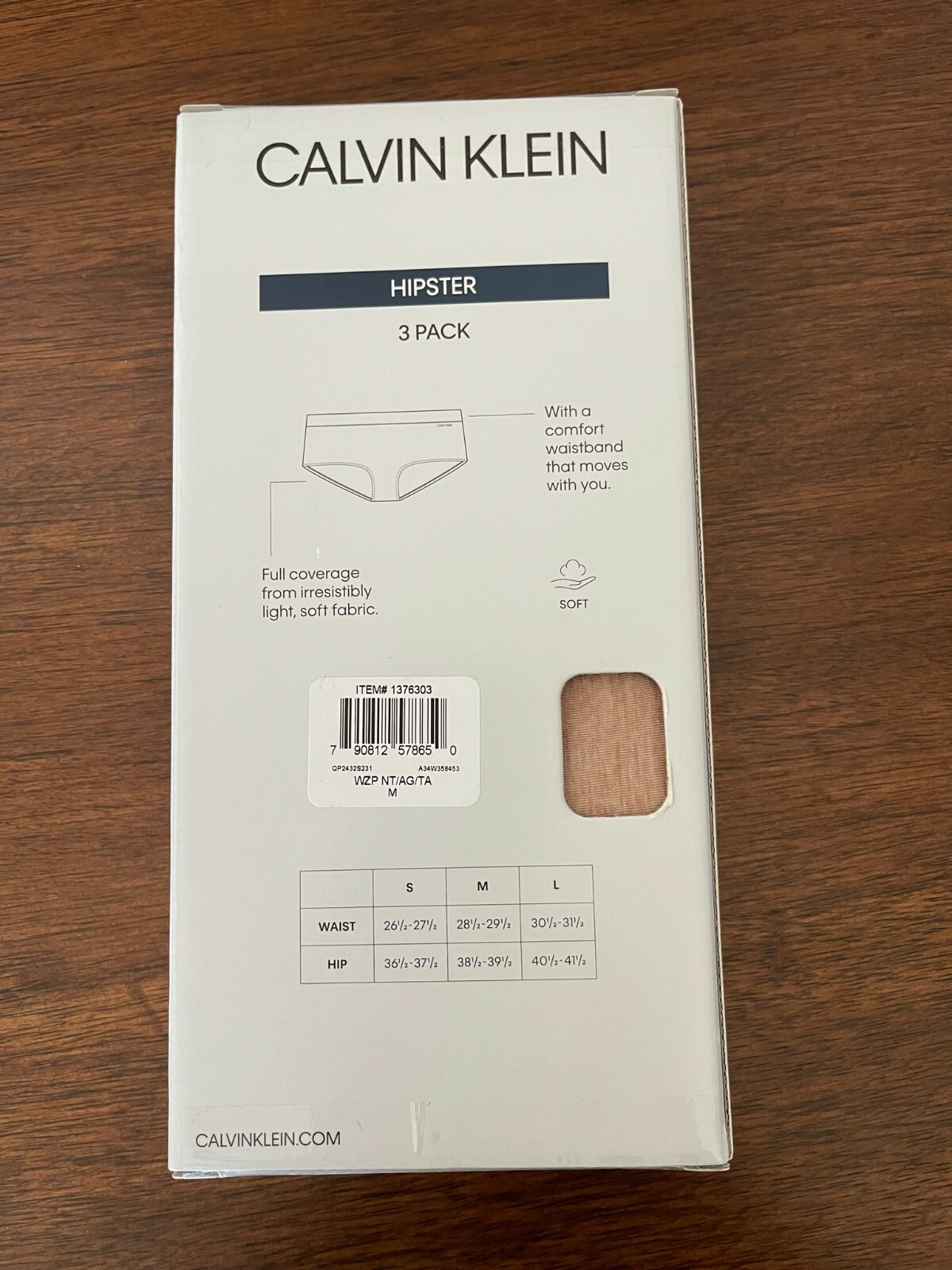 BNIP Calvin Klein 3pk Women’s Hipster Panties, Polyester/Lyocell/Elastane