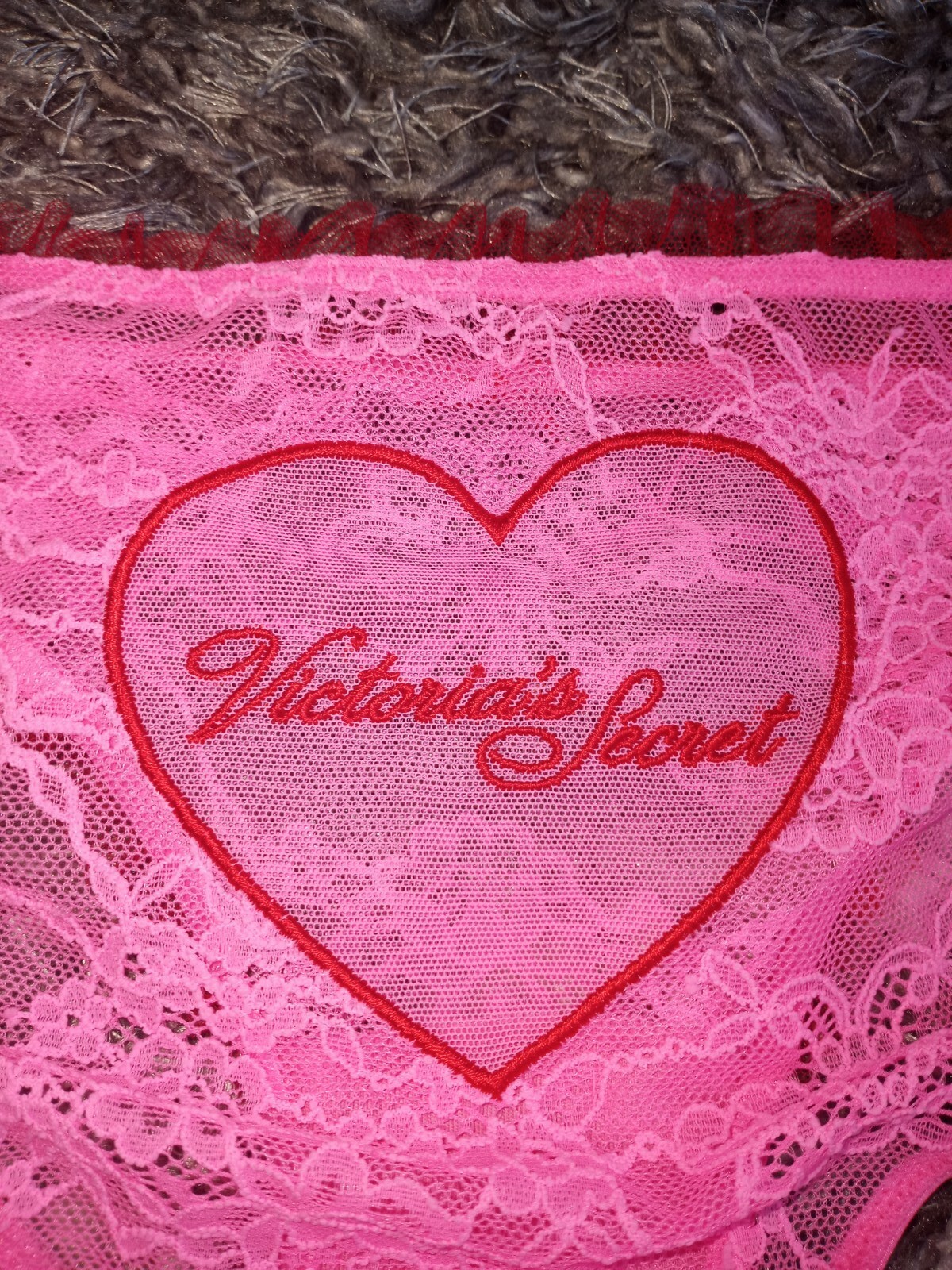 VS dream angel embroidered cheekini panty NEW size medium pink/red