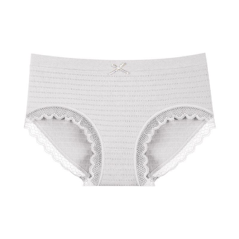 Women’s Solid Color Breathable Graphene Skin-Friendly Seamless Mid Waist Panties
