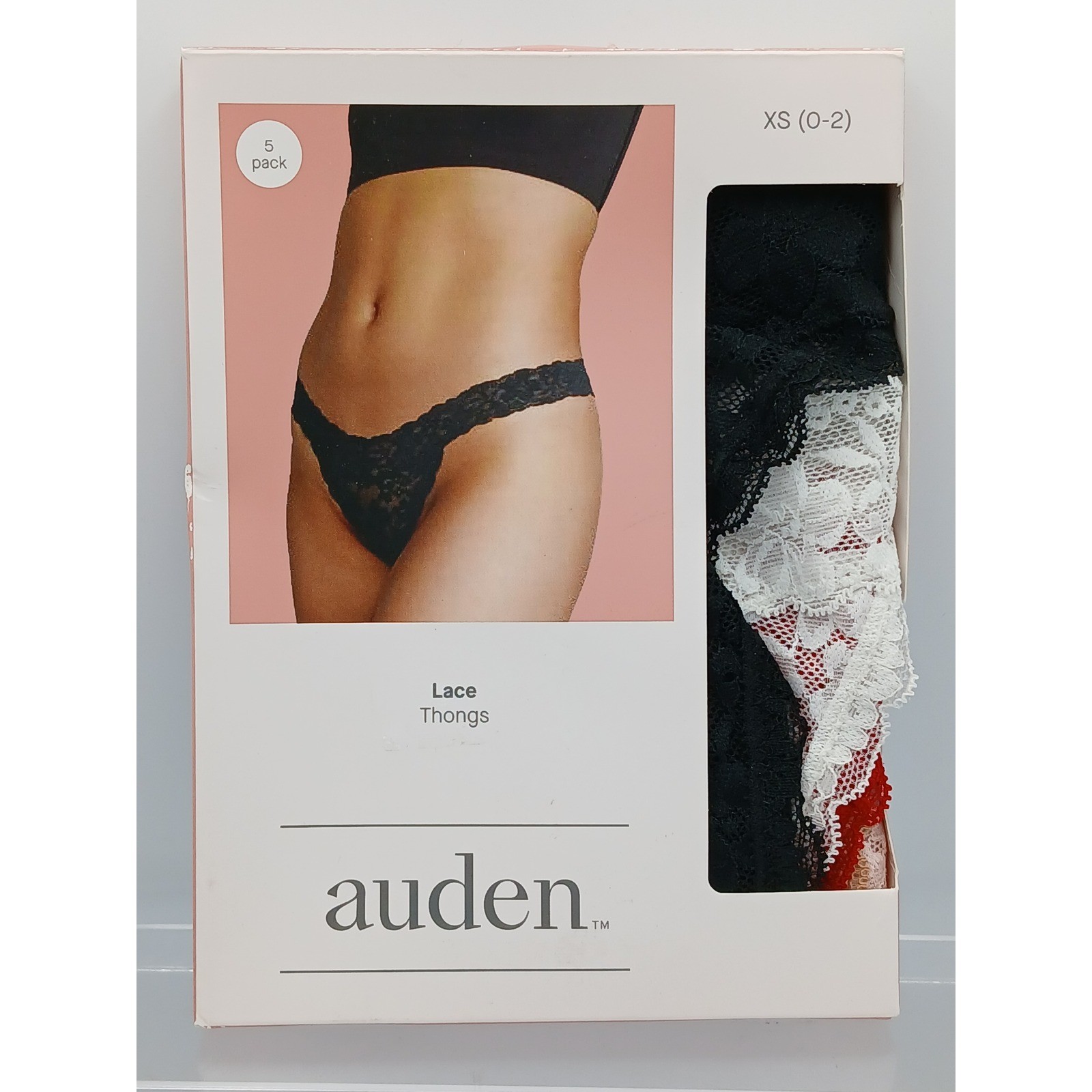 Auden Womens Lace Thongs 5 Pack Assorted Colors Size XS 0-2 Floral Low Rise New