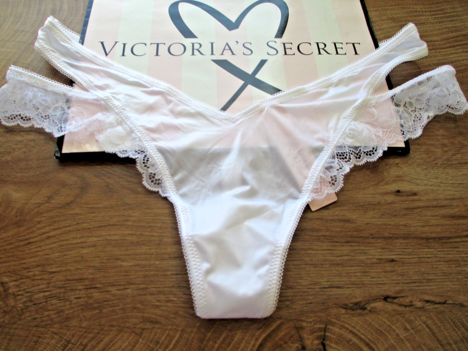 VICTORIA’S SECRET VERY SEXY High Leg Thong Panty S M L XL White NWT Cutout Lace