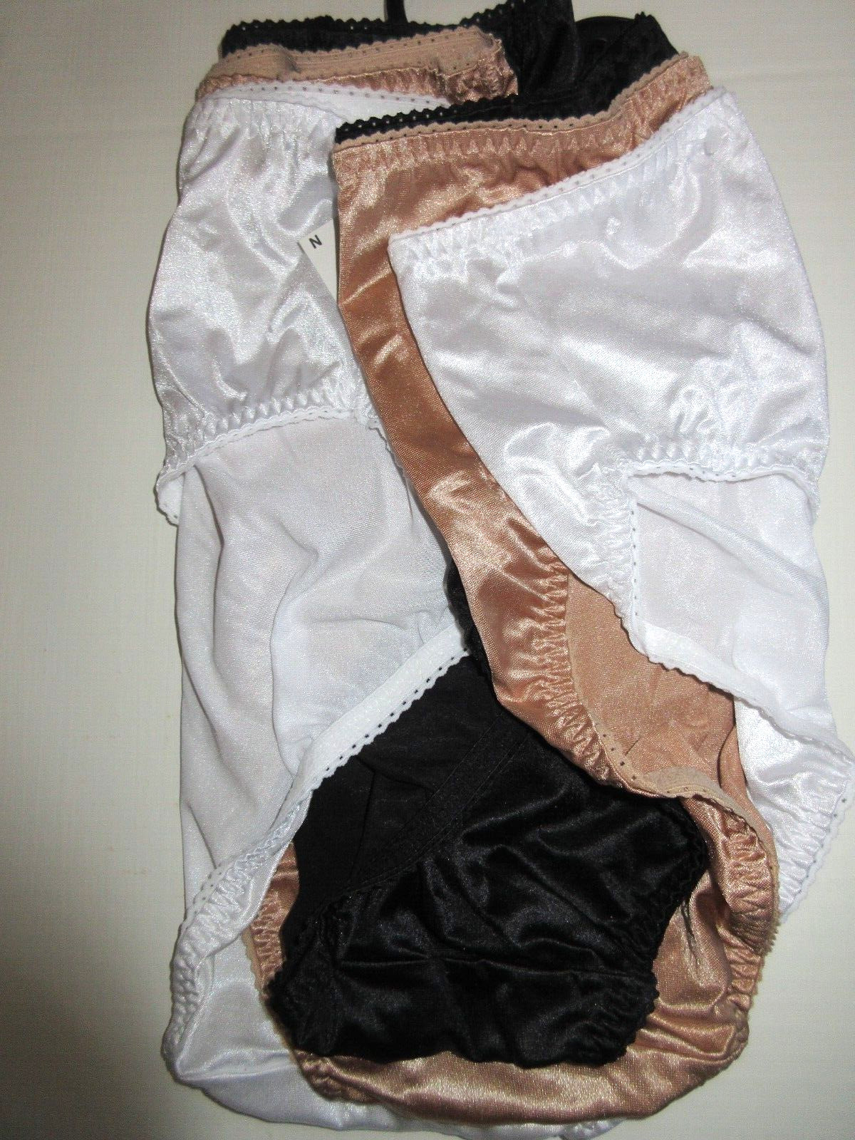 Vanity Fair Radiant 3-Pairs HI-CUT Brief Panties Nylon white black satin ~ 5X/12