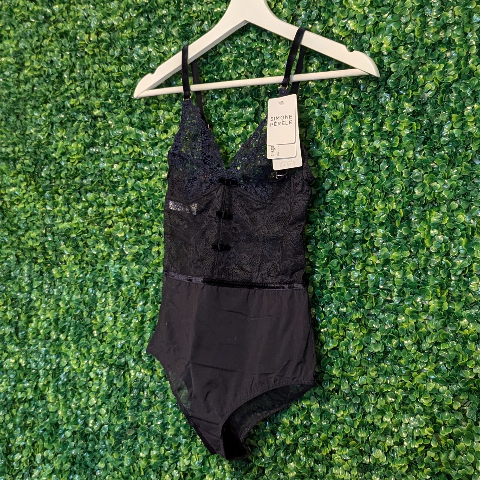 Simone Perele 1E3 Scenario Bodysuit with Tanga, Black XS NWTS