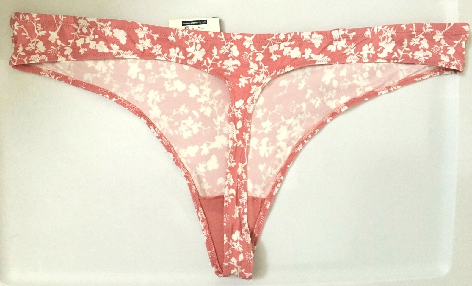 Womens Sexy Mauve Floral Thong Panties Size 3X No Show Lace Insert Smooth NWT