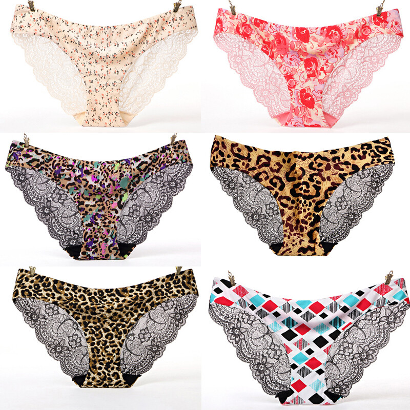 6PCS/LOT Sexy Womens Sheer Lace Panties Brief Low Waist Underpants Lingerie Pack
