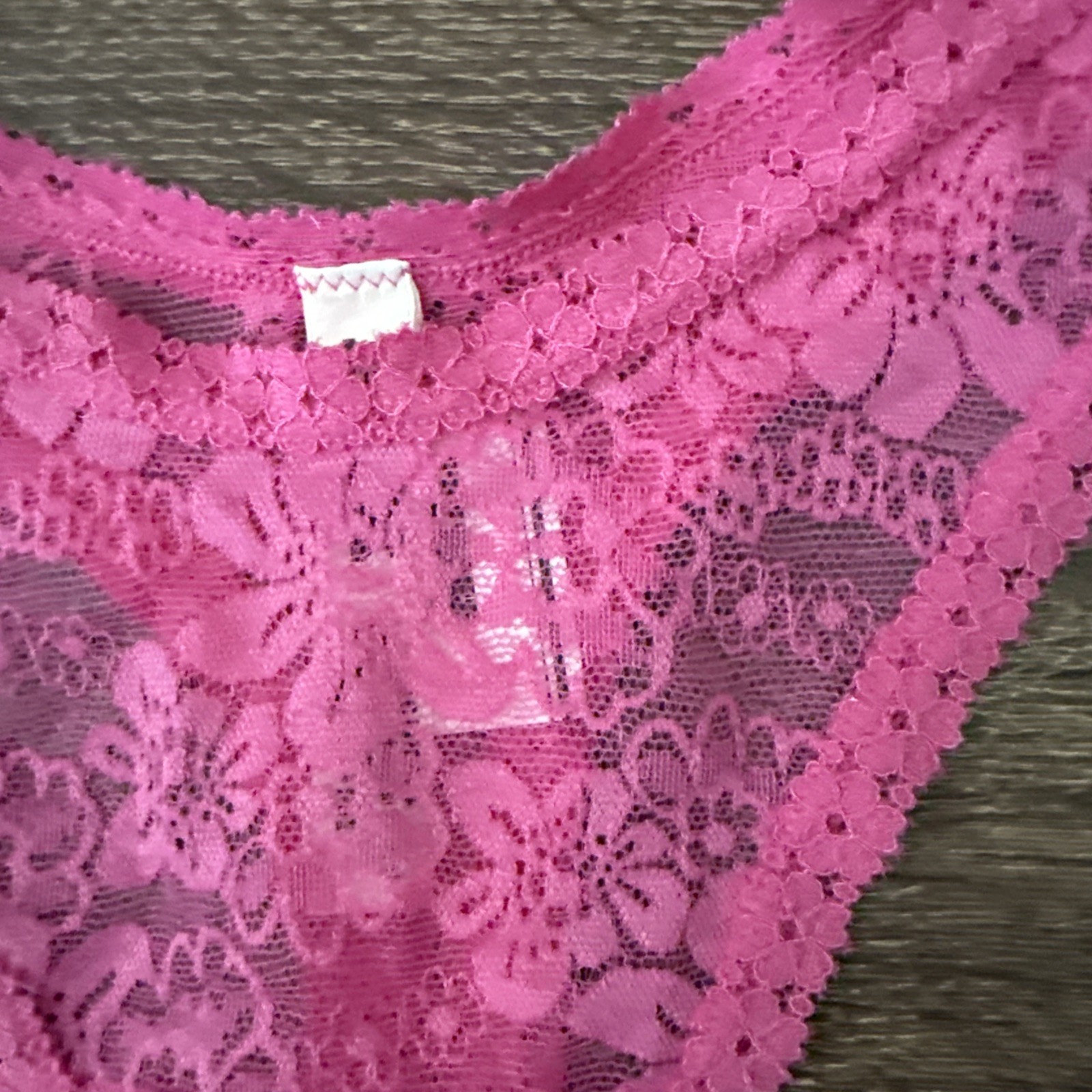 Pink By Victoria’s Secret, Large, Fuchsia, Floral Lace, Thong Panties
