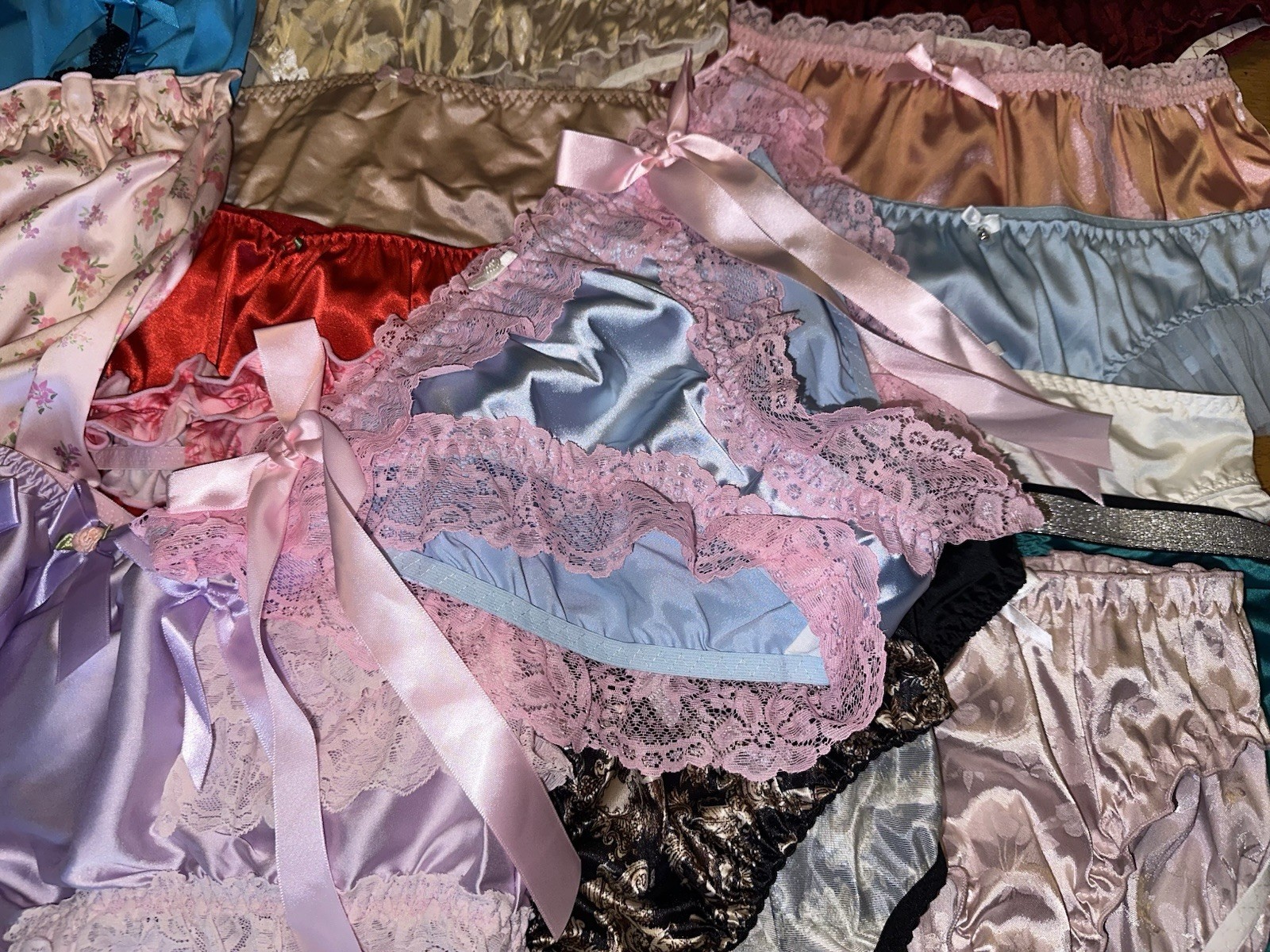 20 Lot XL NEW Sissy Panties Glossy Satin Lacy Buttery Briefs Knickers Bloomers