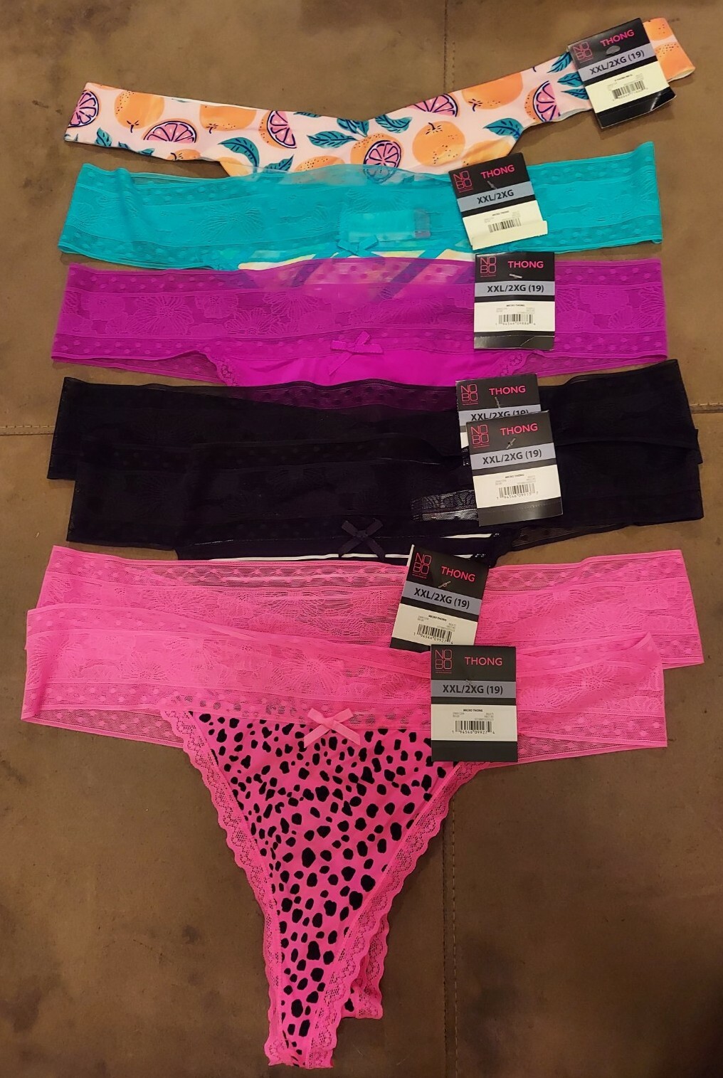 No Boundaries NOBO Microfiber Thong Panties Underwear Size XS/S/M/L/XL/2XL/3XL