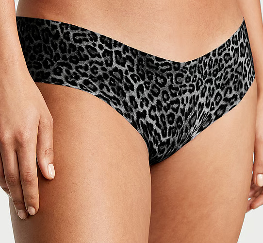XXL NOIR Black Grey Leopard NO SHOW Smooth Victorias Secret Hiphugger Pantie