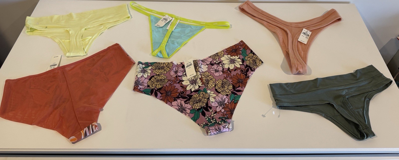 NWT Aerie Underwear No Show Smooth Seamless Cheeky 6 Pack Multicolor Sz M