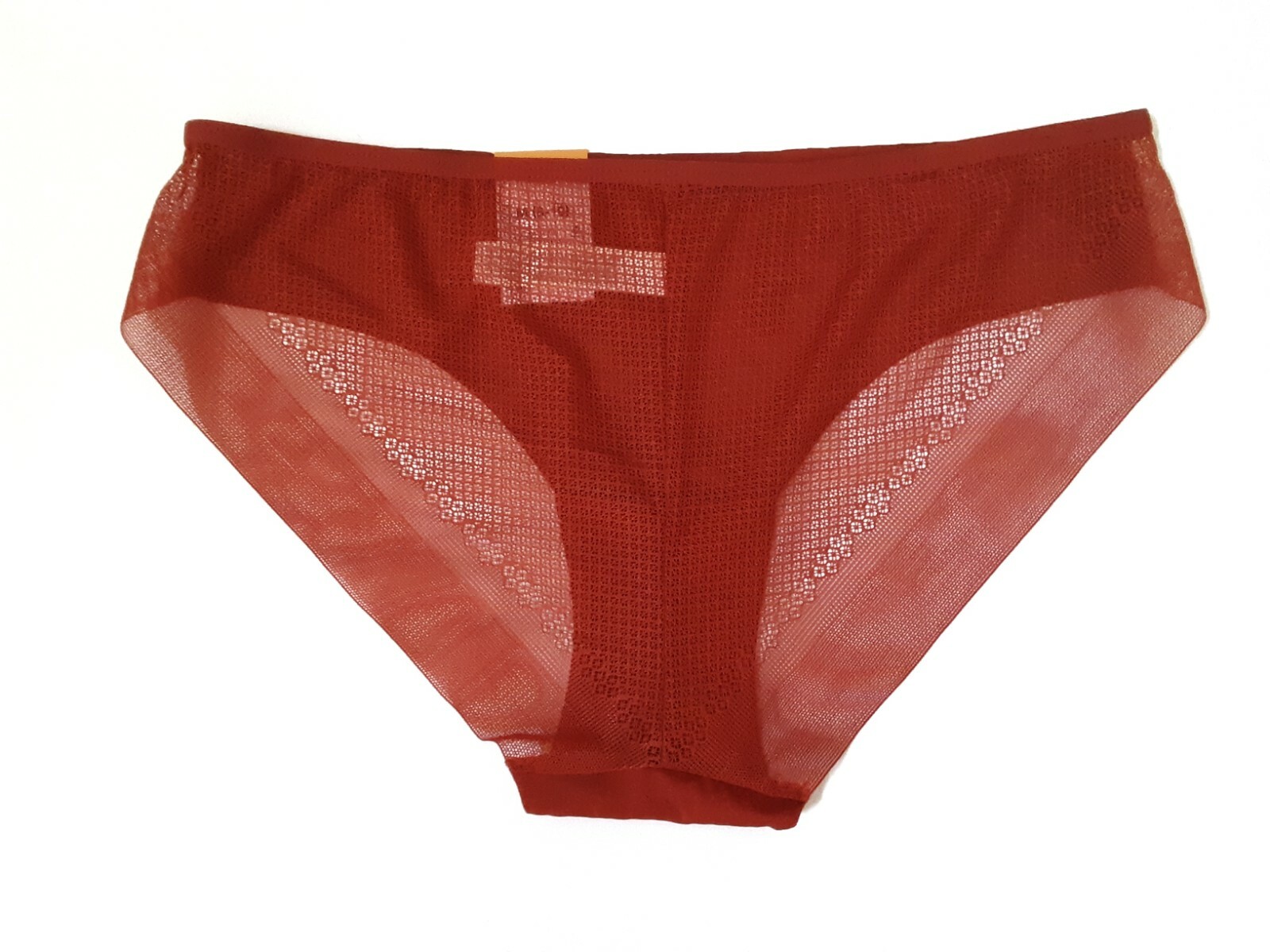 Auden Womens Laser Cut Cheeky Bikini Panties Size M XL Mesh Back Orange Berry
