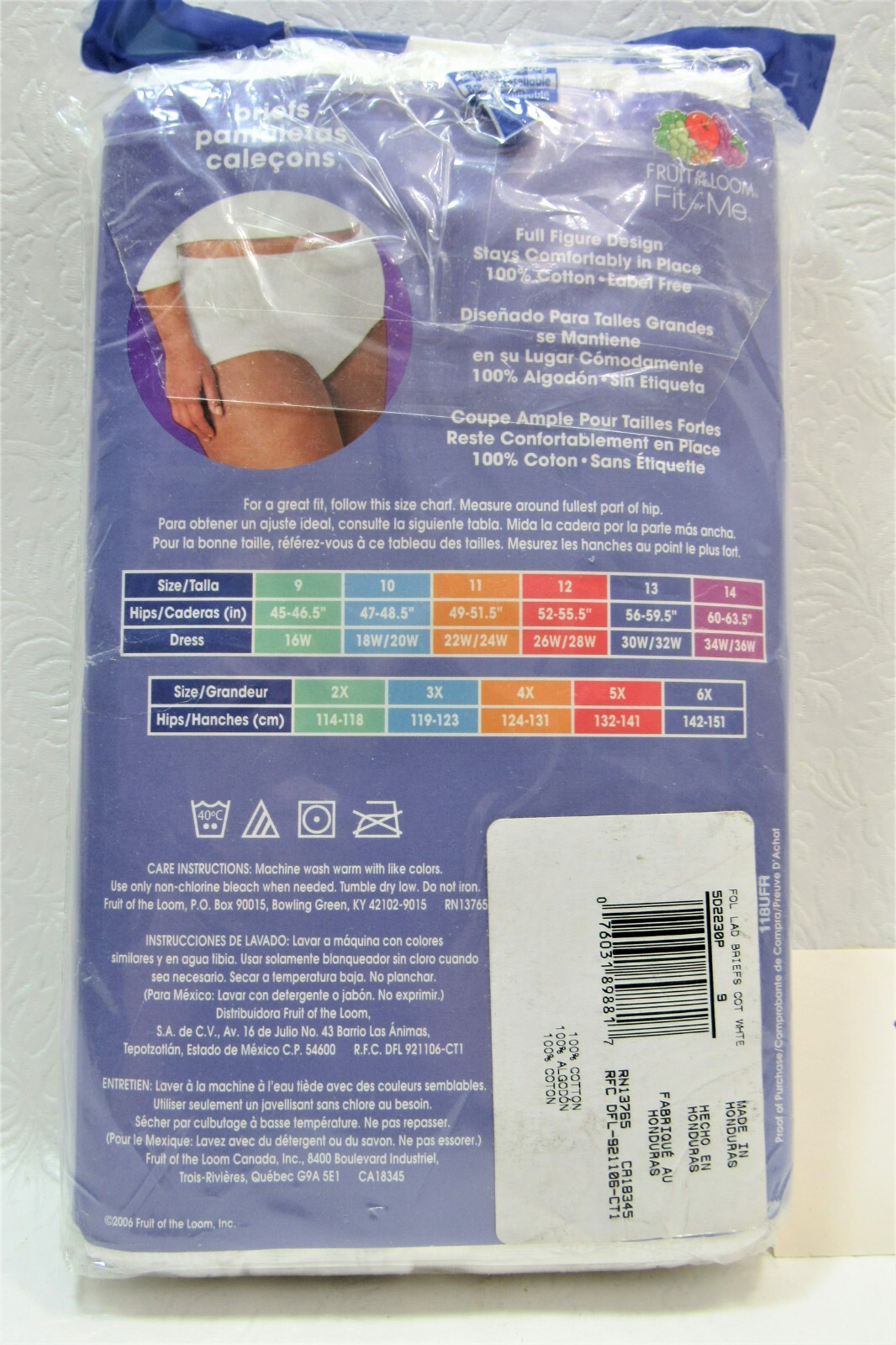Fruit of the Loom Brief Women’s Panties Underwear Plus Size 9 White 5 Pack