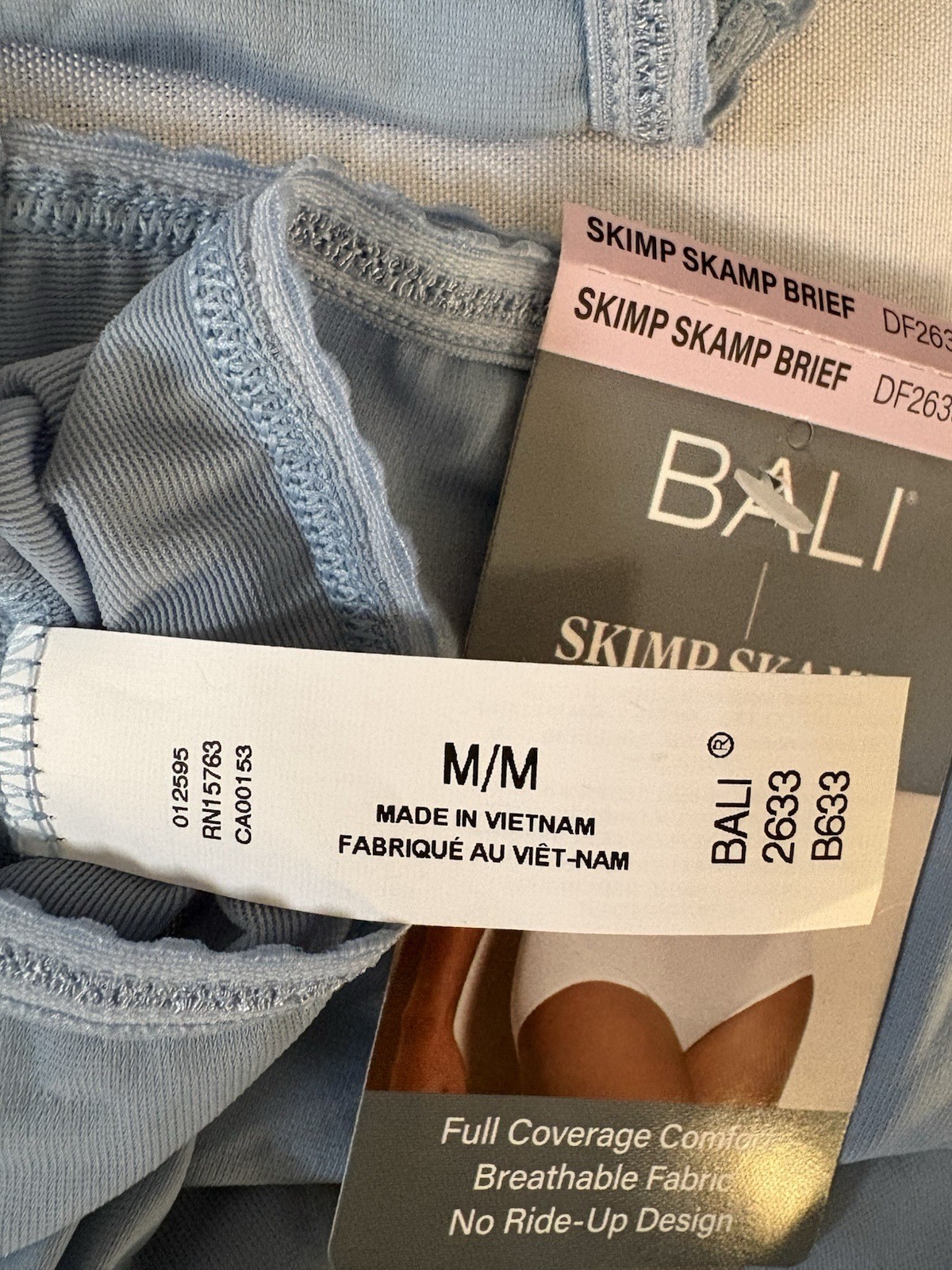 NEW Bali Skimp Skamp Brief Panties DF2633 Blue Panty 3 Pair Womens Size Medium 6
